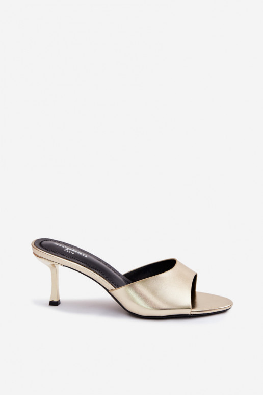 HausschuheImitacji Skóry mit dünnen Absätzen goldene Farbe Melissea