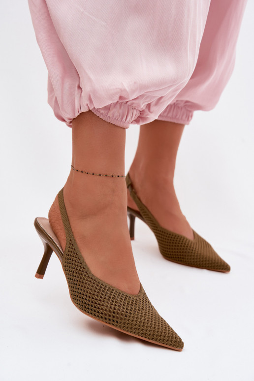 DamensandalenNetzgo Es mussterialu mit dünnen Absätzen grüne Farbe Emiliana