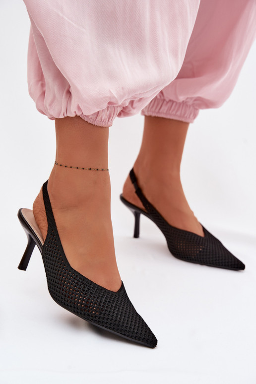 DamensandalenNetzgo Es mussterialu mit dünnen Absätzen schZuarze Farbe Emiliana