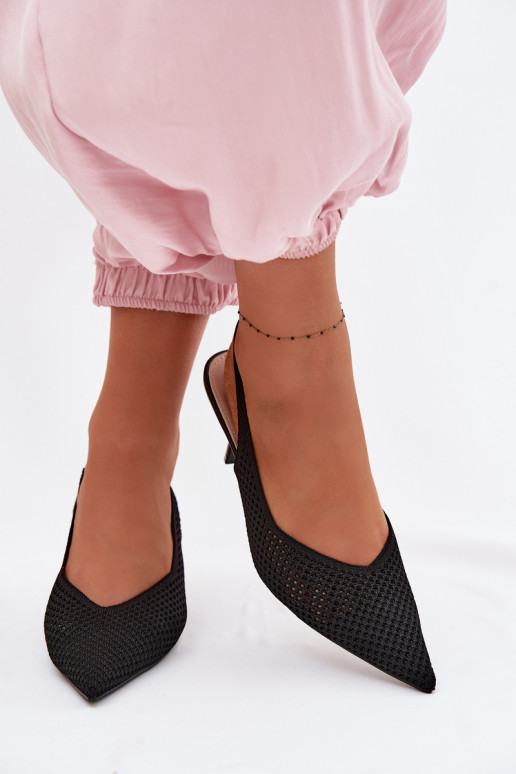 DamensandalenNetzgo Es mussterialu mit dünnen Absätzen schZuarze Farbe Emiliana