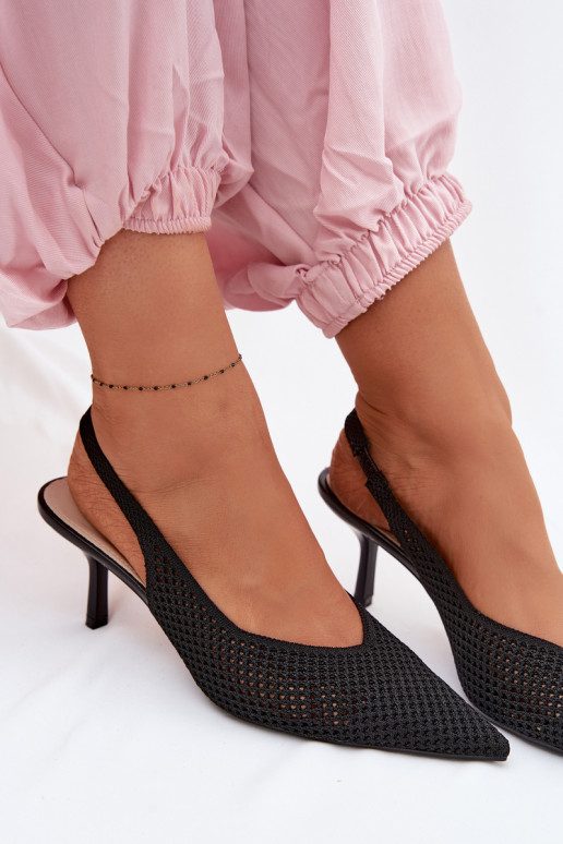 DamensandalenNetzgo Es mussterialu mit dünnen Absätzen schZuarze Farbe Emiliana