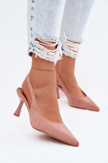 Damensandalen mit dünnen AbsätzenImitacji aus INildlederu pinke Farbe Saria 2