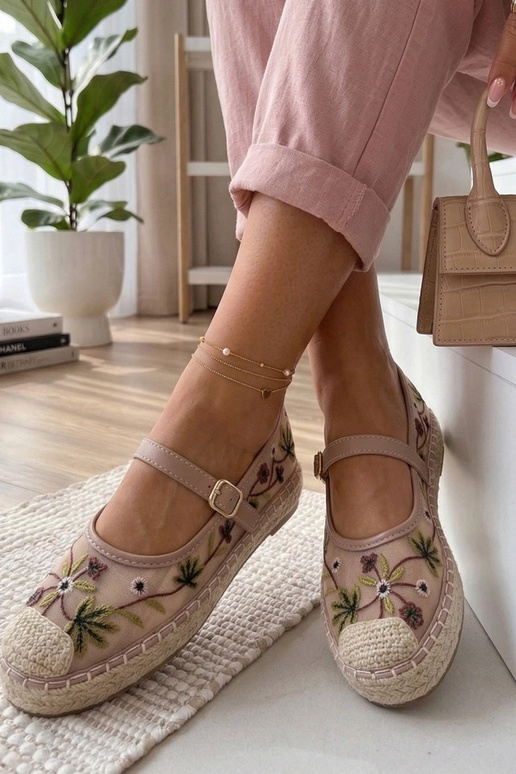 Rosa Espadrilles mit bestickten...