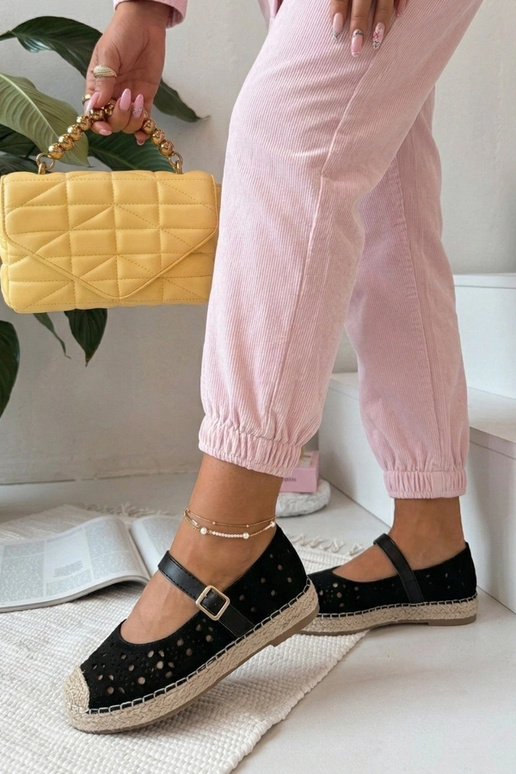 Schwarze luftige Plattformespadrilles...