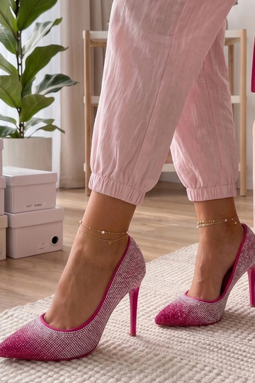 Rosa High Heels mit Zirkonia Faustyna