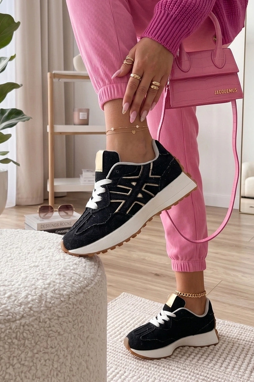 Schwarze Denim-Plattform-Sneakers Constanza