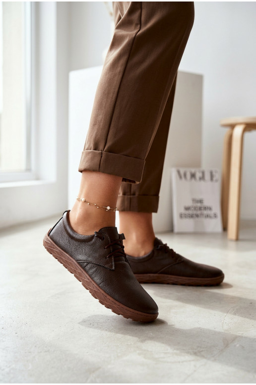 Lederne Damen Schuhe Barefoot Zazoo 10189 in Schokoladenfarbe