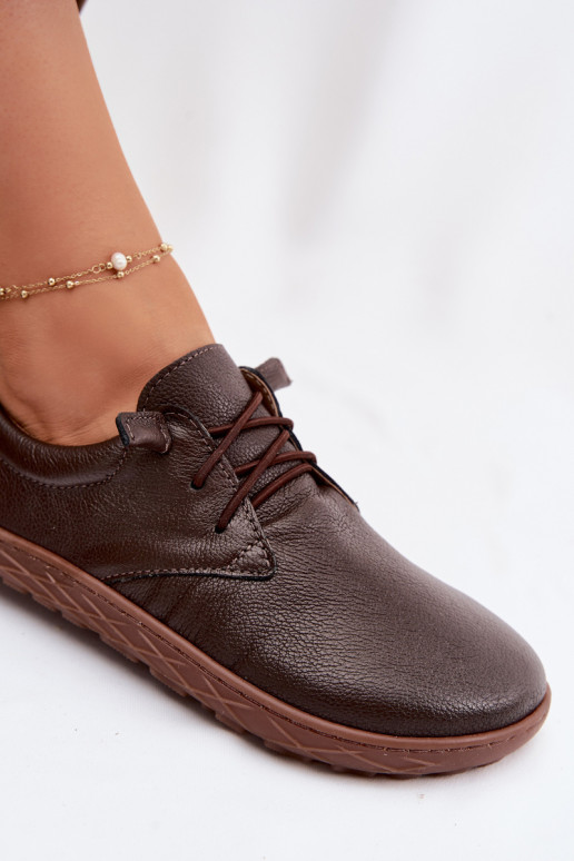 Lederne Damen Schuhe Barefoot Zazoo 10189 in Schokoladenfarbe