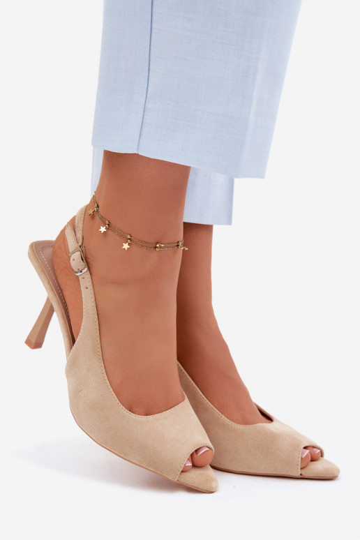 Damen Sandalen aus Kunstwildleder in sandfarben Sevina