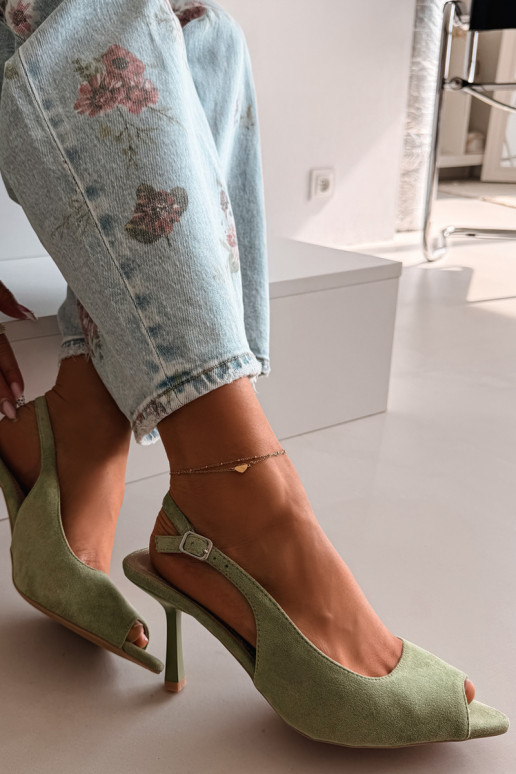 Damen Sandalen aus Kunstwildleder in grün Sevina