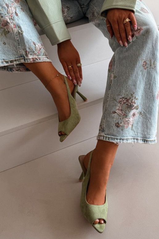 Damen Sandalen aus Kunstwildleder in grün Sevina