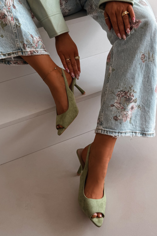 Damen Sandalen aus Kunstwildleder in grün Sevina