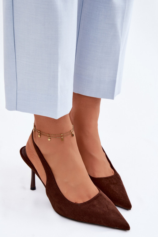 Damen Sandalen aus Kunstwildleder in schokoladenfarben Kevina