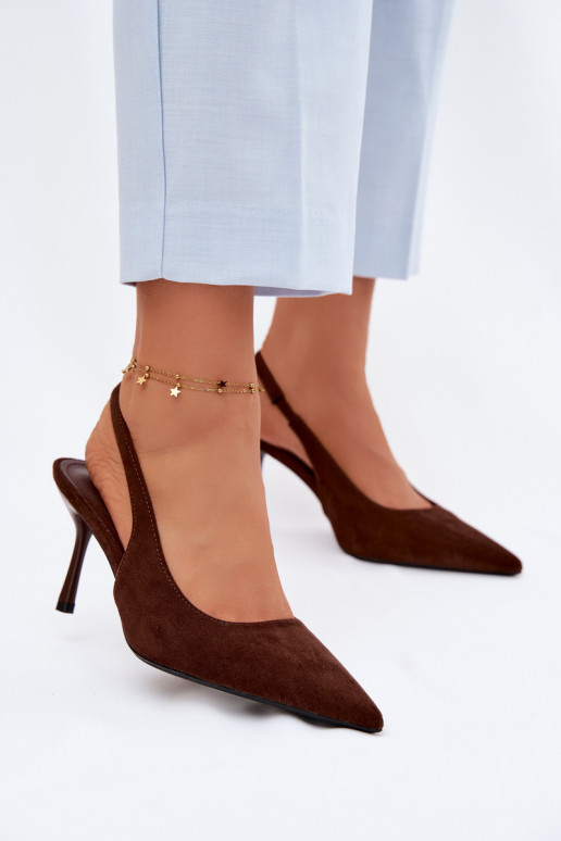 Damen Sandalen aus Kunstwildleder in schokoladenfarben Kevina