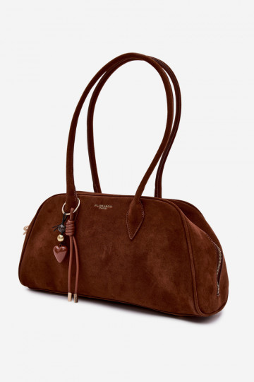 Braune Handtasche mit Anhängern aus Kunstwildleder Noelia 2