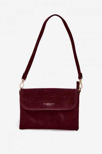 Kleine Tasche aus bordeauxfarbenem Kunstvelours Lucelle