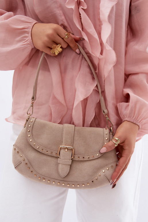 Handheld mit Nieten aus Öko-INildlederoZua HellBeige Clarielle