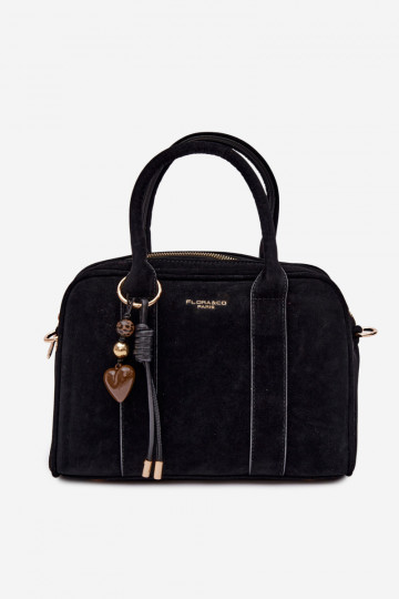 Reisetasche aus Kunstvelours mit Anhängern in schwarzer Farbe Sorielle