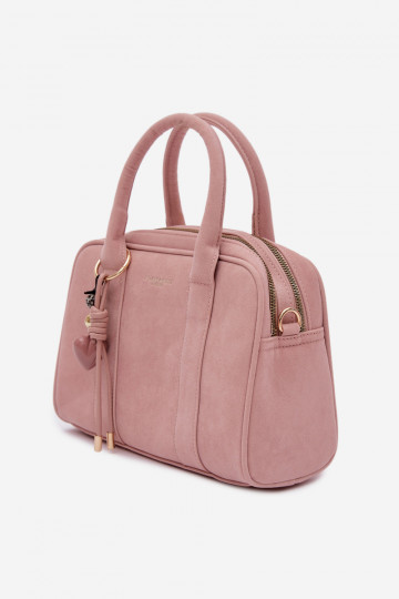 Reisetasche aus Kunstvelours mit Anhängern in rosa Sorielle 2