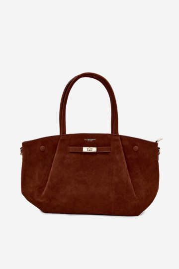 Shopper-Handtasche aus Kunstvelours in braun Nellia