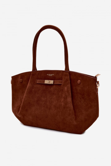 Shopper-Handtasche aus Kunstvelours in braun Nellia 2