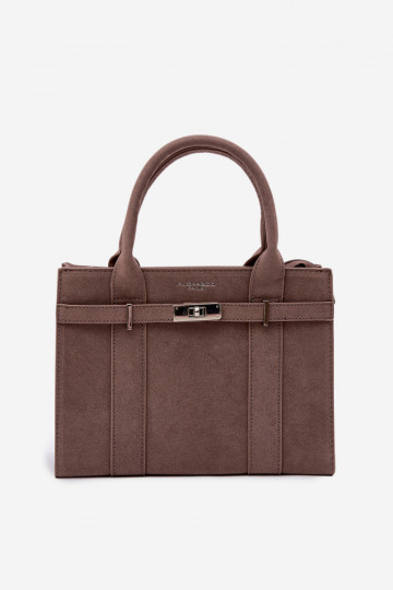 Reisetasche aus Kunstvelours in dunkelbeige Noressa