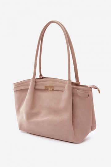Shopper-Handtasche aus Kunstvelours in elfenbein Elleea