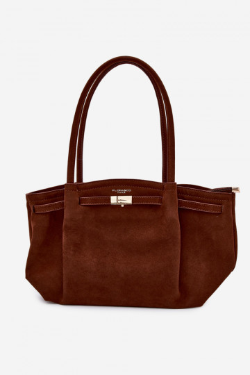 Shopper-Tasche aus Kunstsuede in braun Elleea