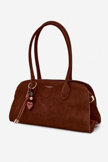 Tasche mit Anhänger und Schnallen aus Kunstsuede in braun Violette 2