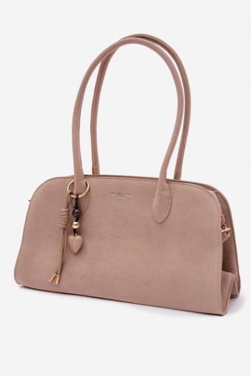 Tasche mit Anhänger und Schnallen aus Kunstsuede in hellbeige Violette 2