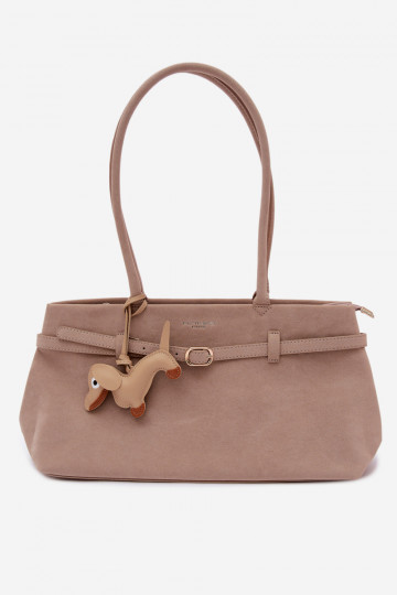 Tasche aus Kunstwildleder mit Reißverschluss in elfenbeinfarben Noellea