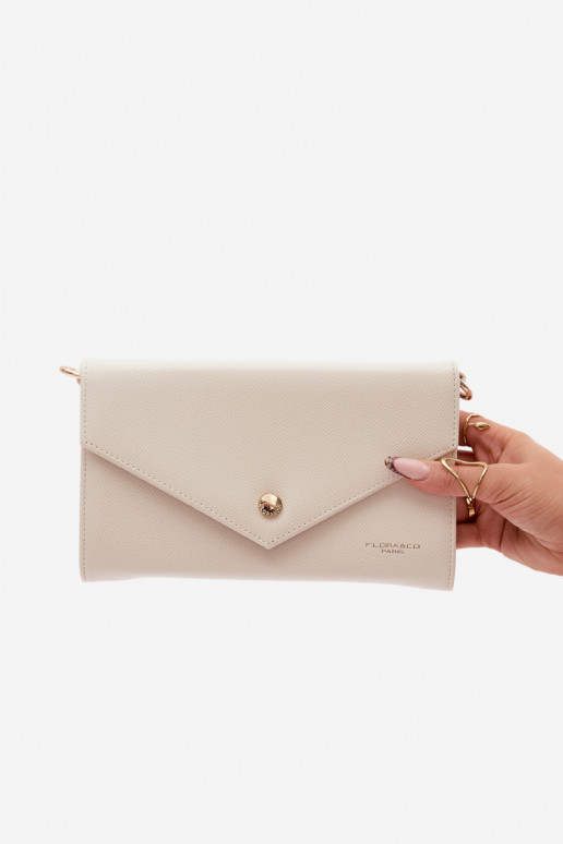 Handheld Umschlagtyp Geldbörse zZuei in eins mit Zierstreifen HellBeige Pauline