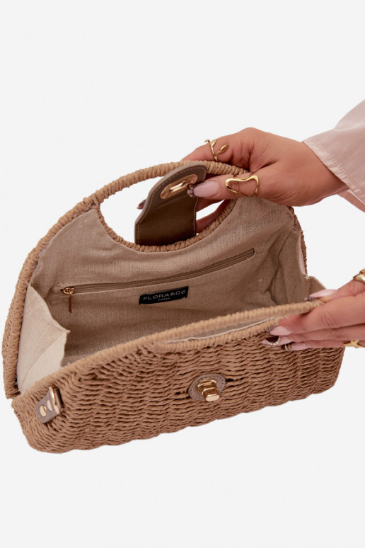 Geflochten Eine kleine Handtasche mit Zierstreifen braun-goldene Farbe Delphine