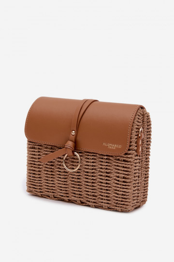 Geflochten Eine kleine Handtasche mit Ketten Braun Renara 2