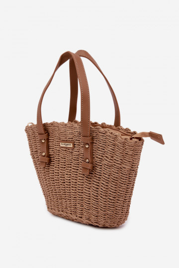 Handtasche/Tasche mit durchbrochenen Elementen HellBraun Lucienne 2