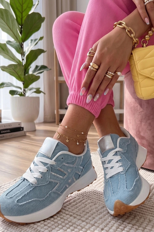 Denim Sneakers auf Plattform Constanza