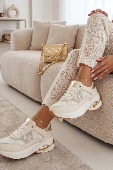 Sandfarbene Sneakers auf Plattform mit Zirkonia Rafaela 2