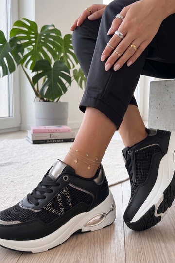 Schwarze Sneakers auf Plattform mit Zirkonia Rafaela 2