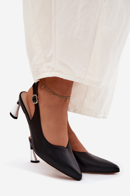 Damensandalen Feminin mit Absätzen Vinceza 66922 schZuarze Farbe