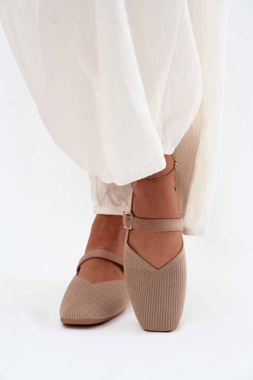BallerinasGestreifte Schuhego Es mussterialu Pasek mit Schnallen Beige Calvra