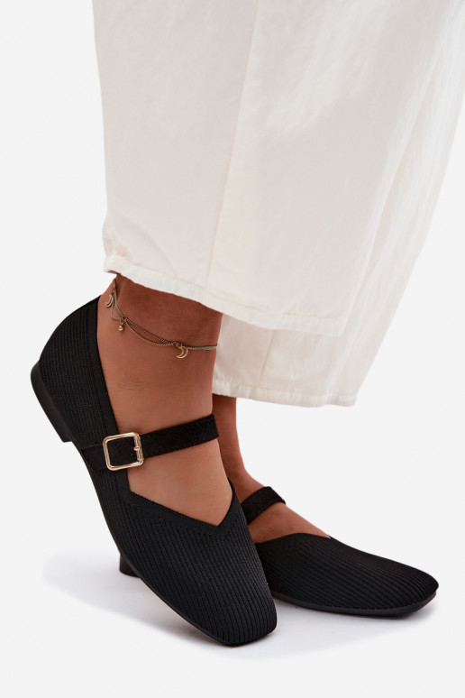 BallerinasGestreifte Schuhego Es mussterialu Pasek mit Schnallen schZuarze Farbe Calvra