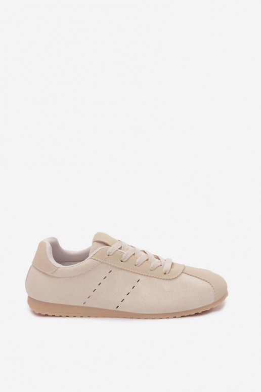 Elfenbeinfarbene Damen-Sneaker aus Kunstveloursleder Melvelin