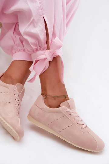 Sneakers Stilvollllschuhe Femininaus Öko-INildlederu Niedrig pinke Farbe Melvelin