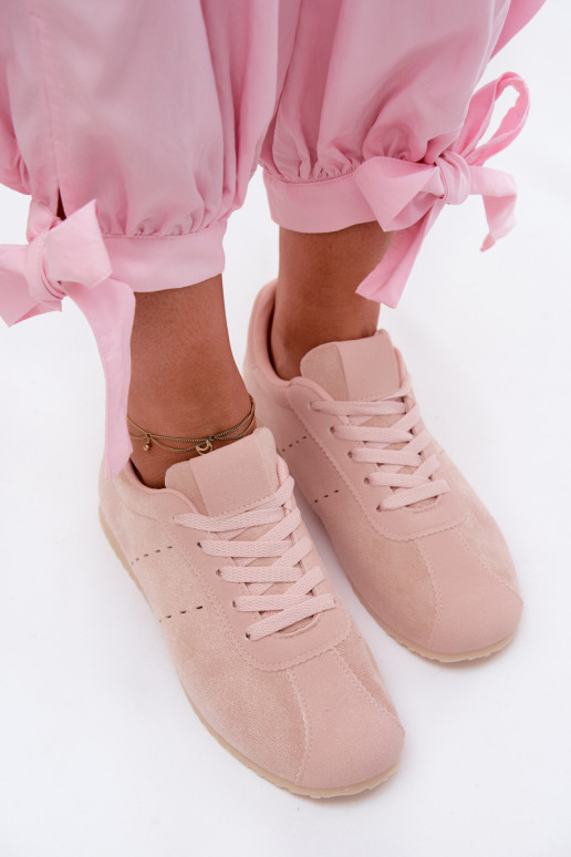 Rosa Damen-Sneaker aus Kunstveloursleder Melvelin