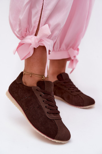 Sneakers Stilvollllschuhe Femininaus Öko-INildlederu Niedrig CzekoladoZue Melvelin