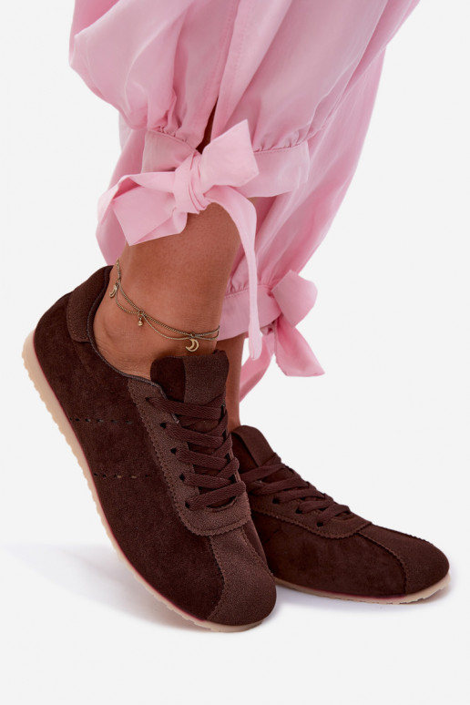 Braune Damen-Sneaker aus Kunstveloursleder Melvelin