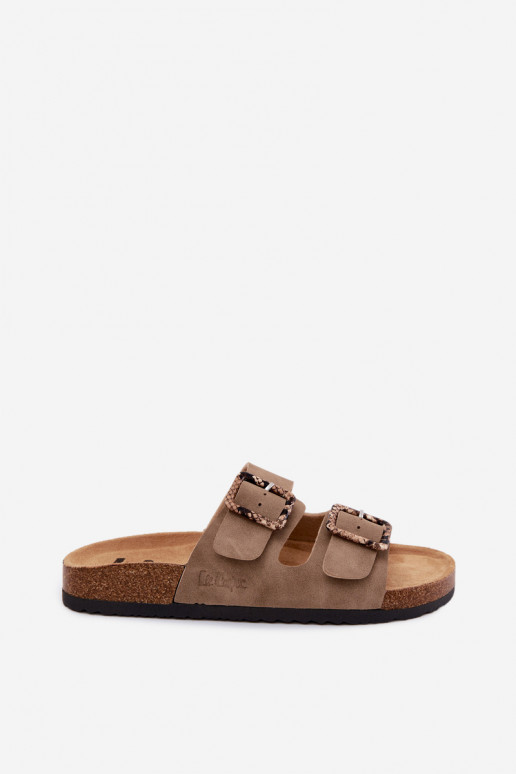 Damenhausschuhe mit Schnallen Lee Cooper LCIN-26-35-4451L Khaki-Farbe