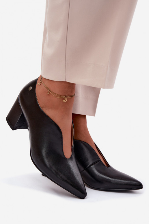 Haut Schuhe Feminin mit Absätzen Es mussciejka K7469-01 schZuarze Farbe