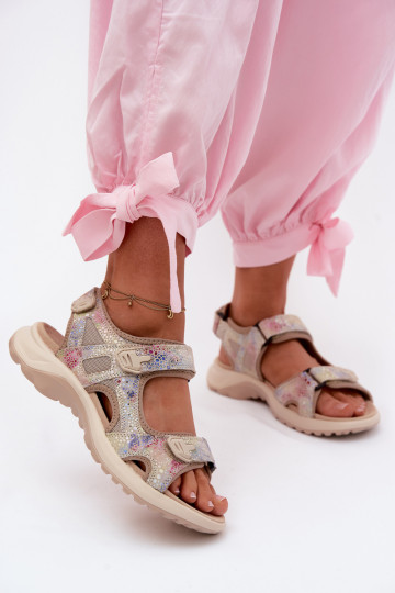 Bunt gemusterte Leder-Damen-Sandalen im sportlichen Stil Morenia 2