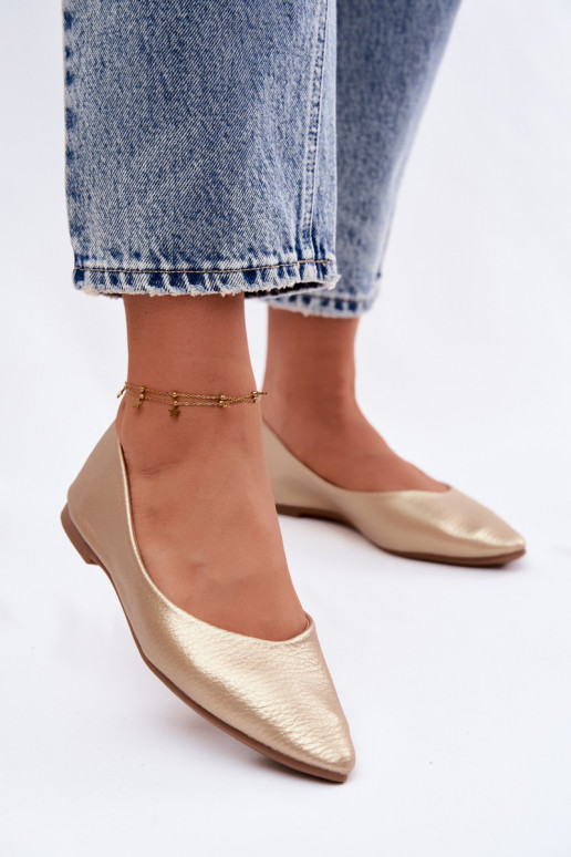 Ballerinas aus Kunstleder in Goldfarbe Nelisa